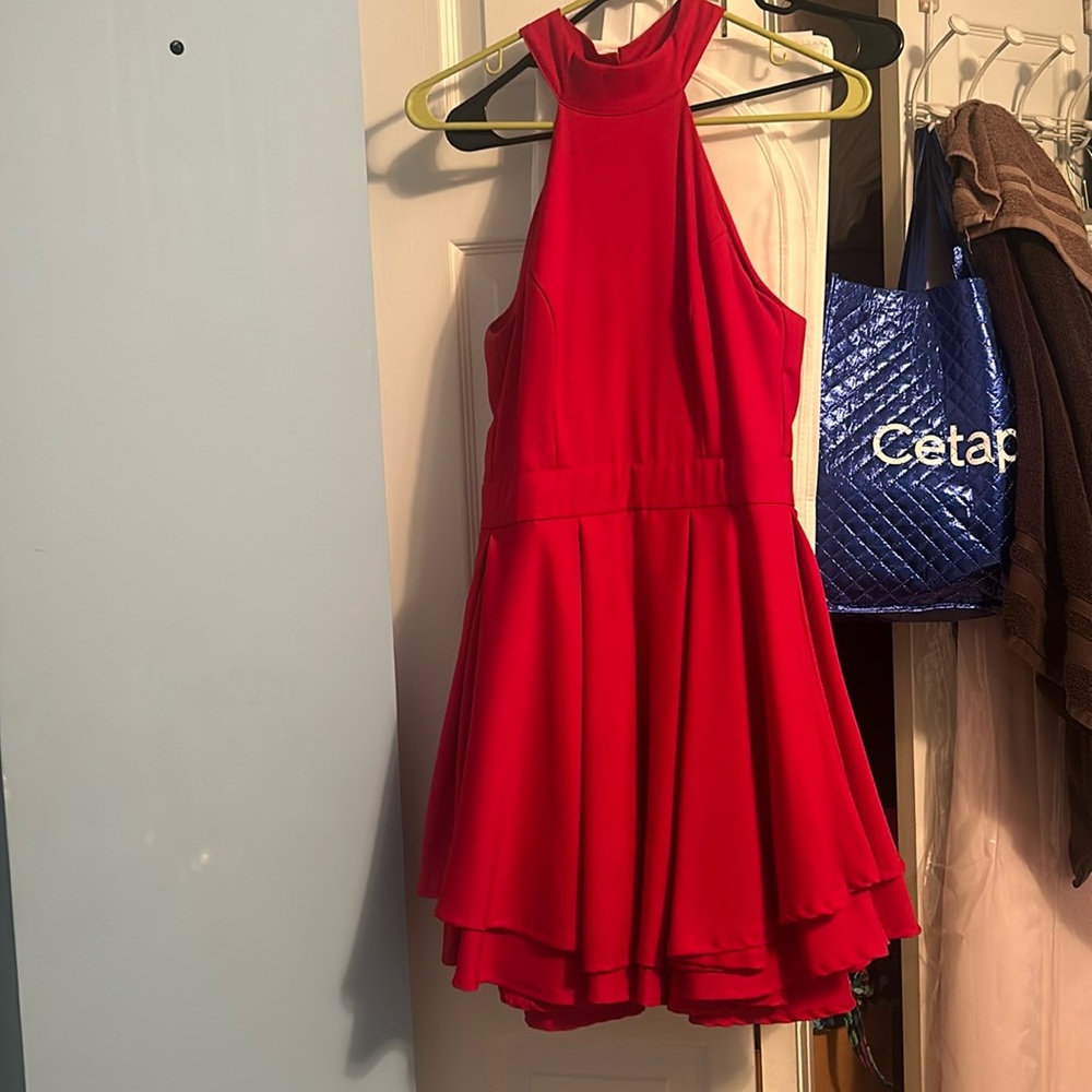 Red Lulu’s Halter mini dress